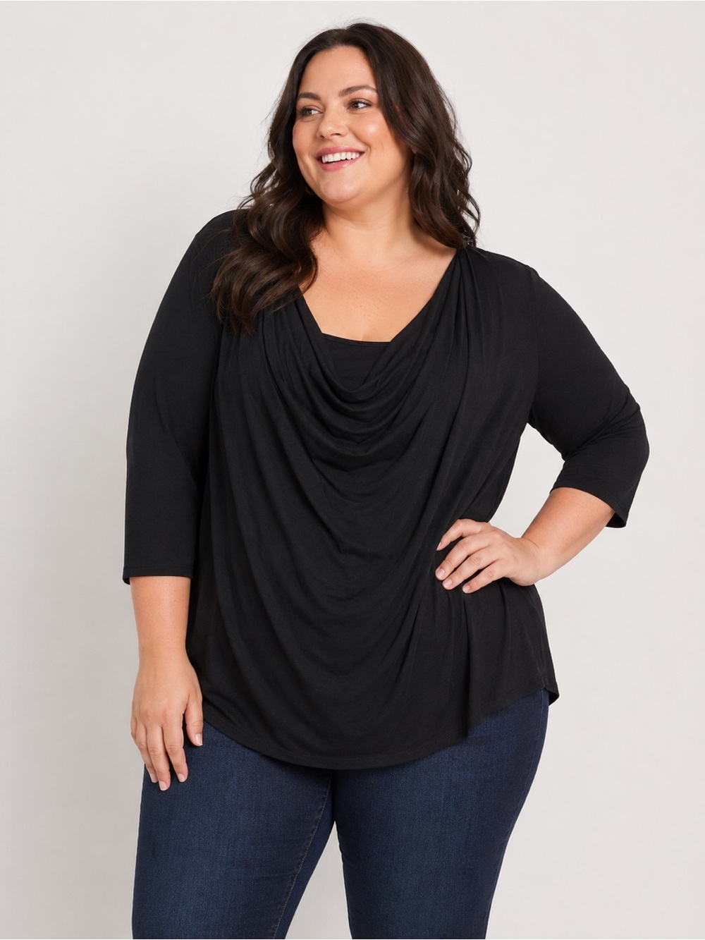✨ Like New ✨ Briggs New York Black Cowl Neck Top – Plus Size 2X